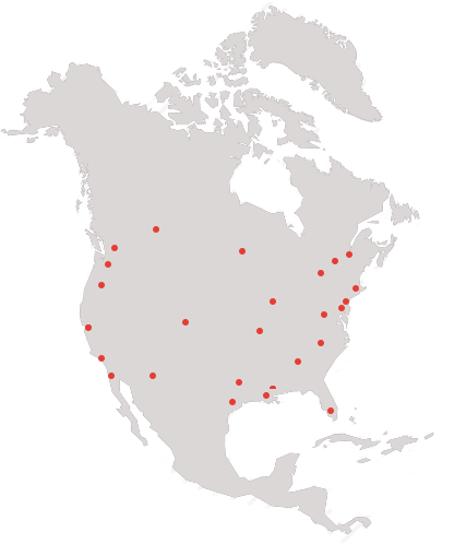 Map of United States and Canada